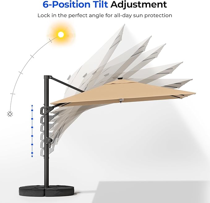 HOMSHADE 10 ft Square Cantilever Patio Umbrella - Image 6
