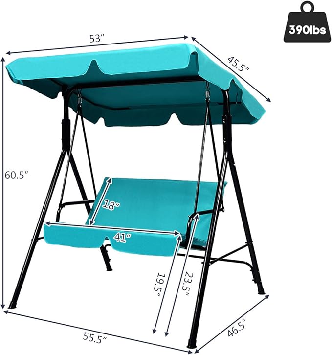 Tangkula 2 Person Porch Swing, Outdoor Swing - Image 5