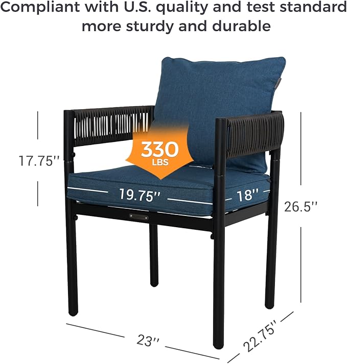 Grand patio Outdoor Dining Set, 7-Piece Patio Table and Chairs Set, Metal Woven - Image 7