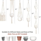 Mkono Macrame Plant Hangers, 5 Pack Different Tiers Indoor Hanging Planters - Image 2