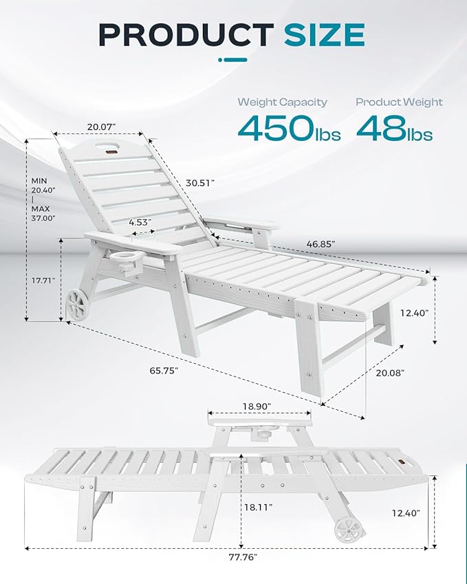 Ciokea Lounge Chair Outdoor, Oversized Chaise Lounge Chair - Image 3