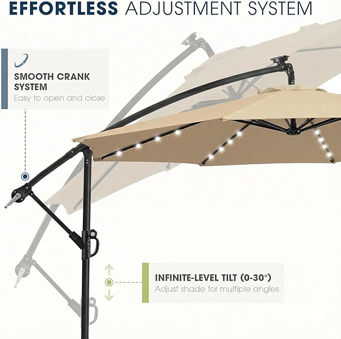 wikiwiki 10ft Solar LED Patio Umbrella - Image 6