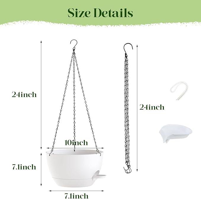 2 Pack 10 Inch Self Watering Hanging Planters - Image 3