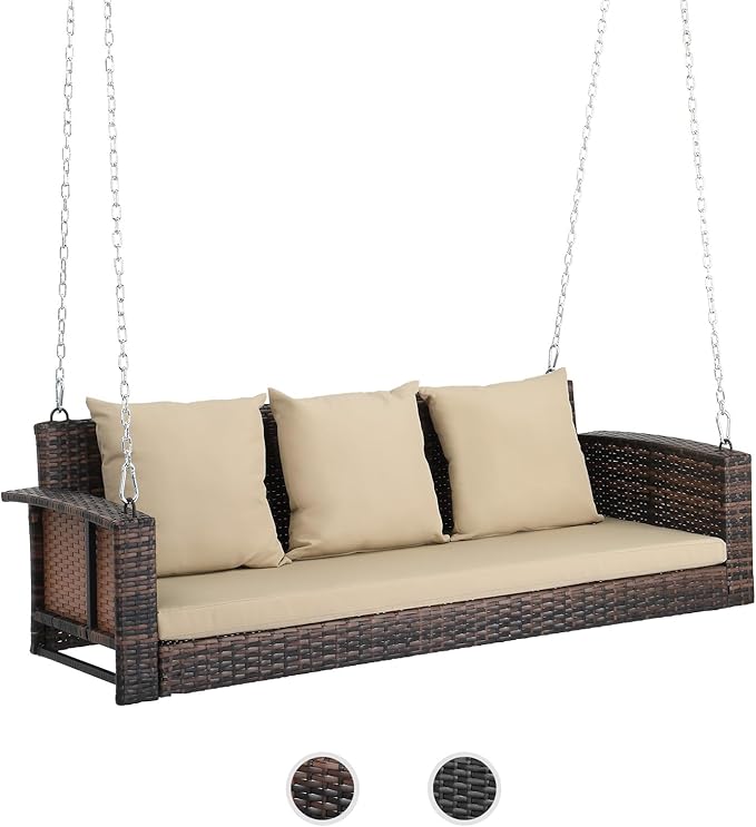 VINGLI Heavy Duty 800 LBS Wicker Hanging Porch Swing by VINGLI