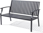 52" Outdoor Bench Garden Bench, Weatherproof Anti-Rust Heavy-Duty Outside by Eongdn