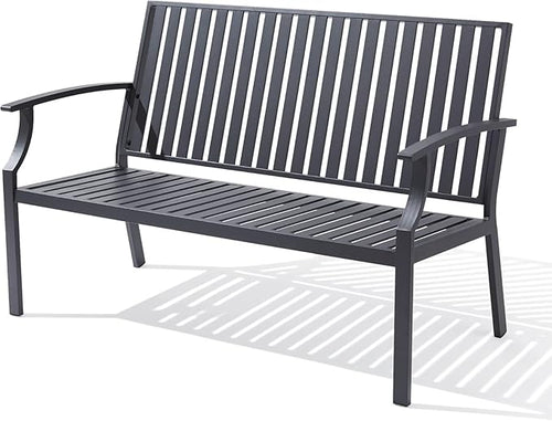 52" Outdoor Bench Garden Bench, Weatherproof Anti-Rust Heavy-Duty Outside by Eongdn