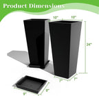 FENCY Set of 2 Tall Planters for Outdoor Plants, 24 Inch Large Tapered Pots - Image 4