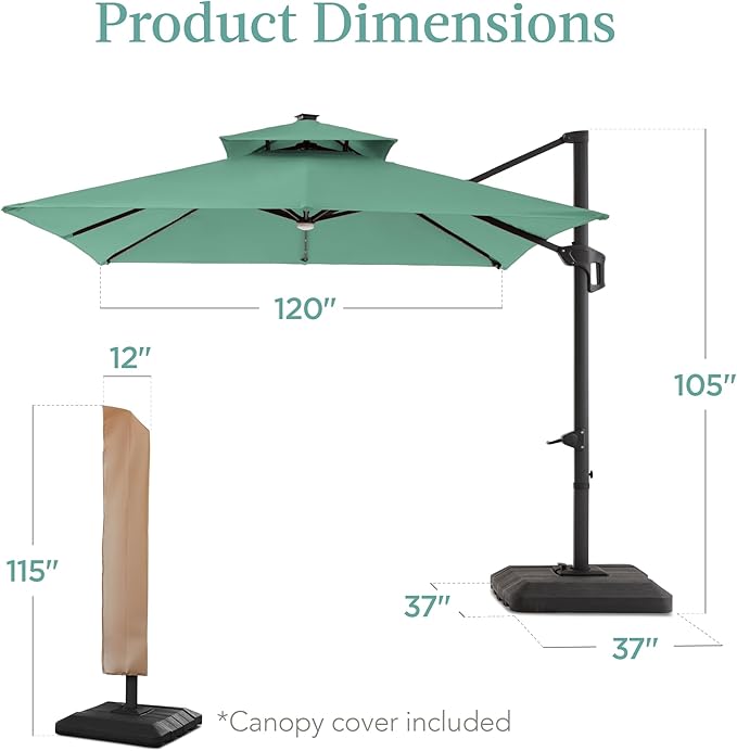 Best Choice Products 10x10ft Cantilever Patio Umbrella w/Base Included - Image 7