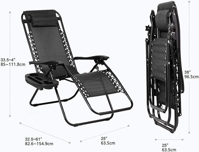 Nazhura Set of 2 Relaxing Recliners Patio Chairs Adjustable Steel Mesh Zero - Image 3
