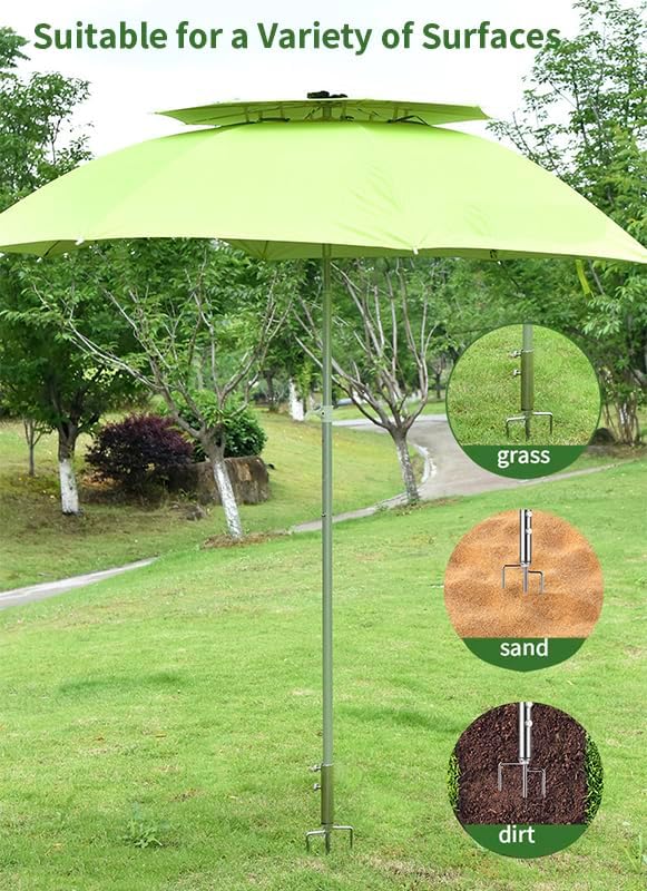 Portable Beach Umbrella Sand Anchor, Stainless Steel Lawn Umbrella Base Holder - Image 3