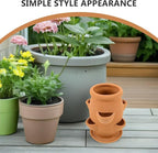 BESTonZON Terracotta Multi Pocket Succulent Plant Pot Lightweight Strawberry - Image 8