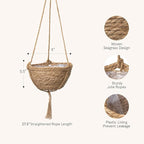 LA JOLIE MUSE Natural Seagrass Hanging Planter Basket Set, Indoor Plant Pots - Image 6