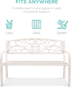 Best Choice Products Outdoor Bench Steel Garden Patio Porch Furniture - Image 3