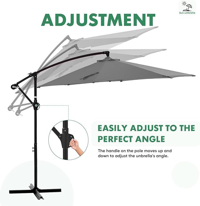 NEWBULIG 10FT Patio Umbrella, Offset Cantilever Outdoor Patio Table Umbrella - Image 5