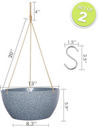 13 Inch 2 Pack Large Hanging Planters - Image 2