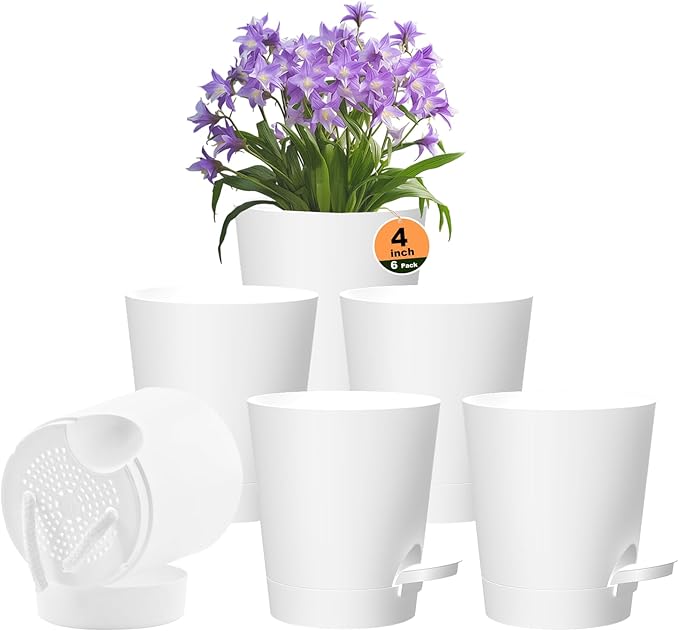Self Watering Pots, 4 inch Flower Pots by Unknown