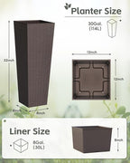 Greesum 32 Inch Tall Plastic Planters, Detachable Inner Pot & Drainage Holes - Image 7