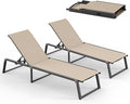 Aluminum Chaise Lounge Outdoor Set of 2, Foldable & No Assembly Patio Pool by Oasbira