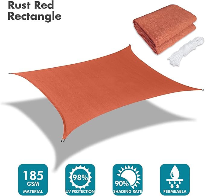 KANAGAWA 10'X10' Rust Red Custom Size Sun Shade Sail Square UV Block Canopy - Image 2