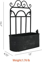 Rustic Metal Wall Planter Vintage Wall Mounted Flower Pot Distressed Wall - Image 2