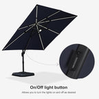 PURPLE LEAF 10 Feet Patio Umbrella Solar Powered LED Square Outdoor Cantilever - Image 7