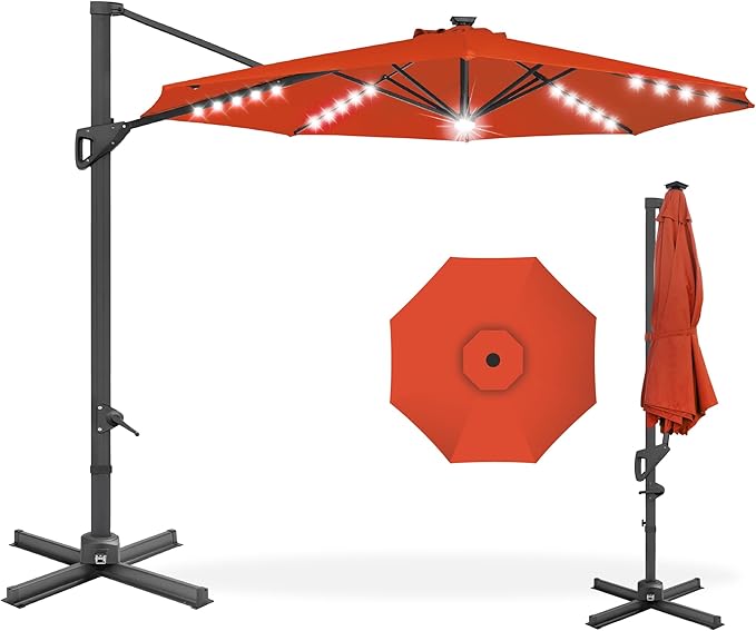 Best Choice Products 10ft Solar LED Cantilever Patio Umbrella, 360-Degree by BestChoiceProducts