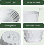 Flower Pots, 7/6.5/6/5.5/5/4.5/4 inch Plastic Plant Pots, 7 Pack Planter - Image 4