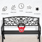 Patio Garden Bench 50 inch Outdoor Metal Loveseat Chairs - Image 4