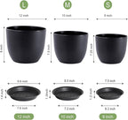 12/10/9 inch Big Flower Pots, 3 Pack Modern Decorative Plastic Planters - Image 3
