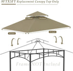 Grill Gazebo Replacement Top, 5 * 8 Outdoor BBQ Top Cover, Double Layer BBQ - Image 3