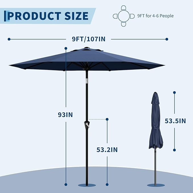 Garvee 9FT Patio Umbrella - Image 2