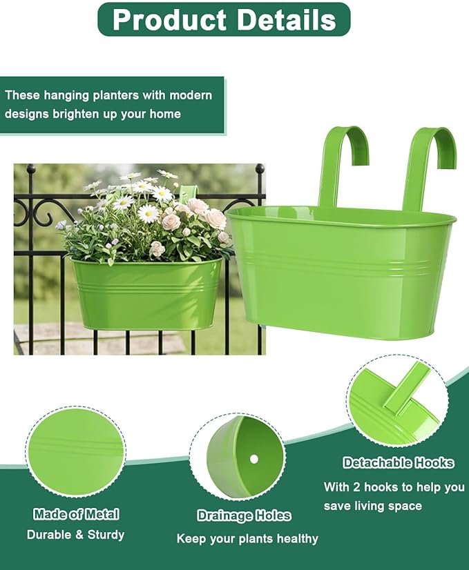 Metal Railing Planter for Outdoor Plants - Image 3