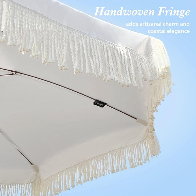 AMMSUN 7ft Patio Umbrella with Fringe Outdoor Tassel Umbrella UPF50+ Premium - Image 4