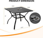 VINGLI 36" Square Patio Table for 4, Metal Outdoor Dining Table - Image 3
