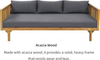 Merax Outdoor 3 Seater Daybed, Acacia Wood Day Bed Couch Sofa - Image 3