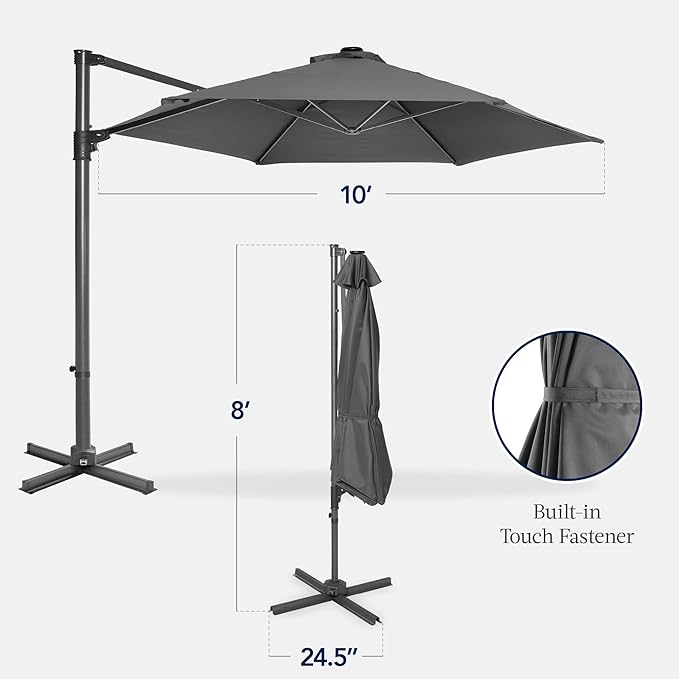 Best Choice Products 10ft Offset Cantilever Hanging Market Patio Umbrella - Image 2