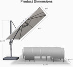 PURPLE LEAF Patio Umbrella 9' X 9' Rectangle Cantilever Umbrella Large Aluminum - Image 9