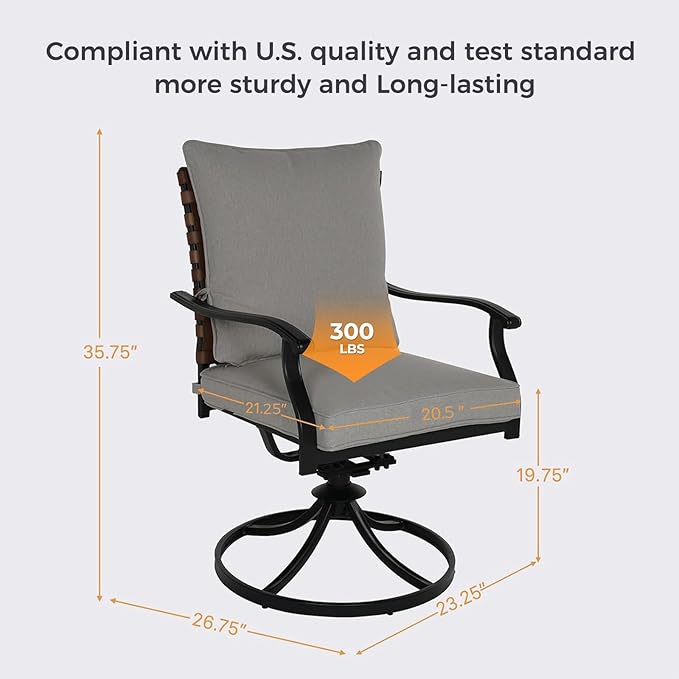 Grand patio 2-Piece Outdoor Dining Chair Set, 2 Leather-Look Wicker 360-Degree - Image 6