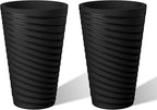 Kante 18 Inch Tall Planter Set of 2, Round Spiral Textured Flower Pots by Kante