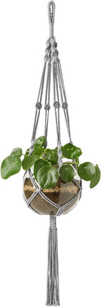 Mkono Macrame Plant Hangers Indoor Outdoor Hanging Planter Basket Cotton Rope 4 by Mkono