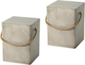 COSIEST Set of 2 Concrete Side Table, Rectangular Outdoor Side Table w Hemp by COSIEST