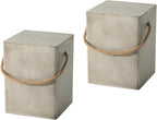 COSIEST Set of 2 Concrete Side Table, Rectangular Outdoor Side Table w Hemp by COSIEST