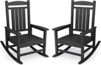 KINGYES Oversized HDPE Outdoor Rocking Chair Set of 2, Widened Seat Patio by KINGYES
