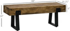 HOMCOM Garden Bench with Metal Legs, Rustic Wood Effect Concrete Entryway Bench - Image 3