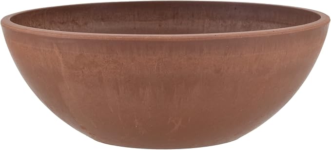PSW Pot Collection M25TC 8-inch Plastic/Stone/Wood Composite Low Bowl Planter – by PSW