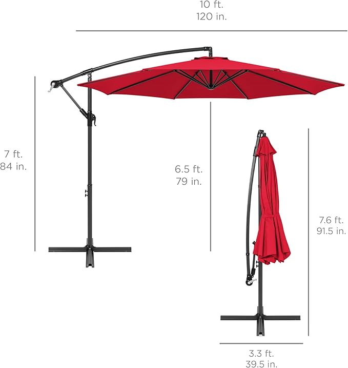 Best Choice Products 10ft Offset Hanging Market Patio Umbrella w/Easy Tilt - Image 7