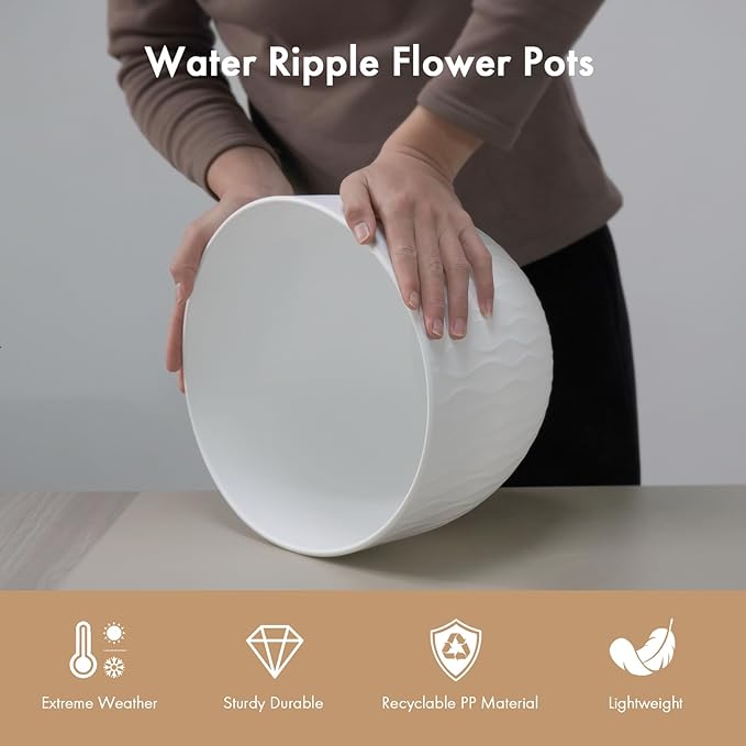 12 Inch Wide Water Ripples Flower Pots - Image 4