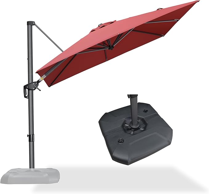 PURPLE LEAF 8 Feet Square Cantilever Umbrella Patio Umbrella by PURPLELEAF