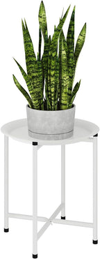 Bamworld White Plant Stand Indoor Small Plant Table by Bamworld
