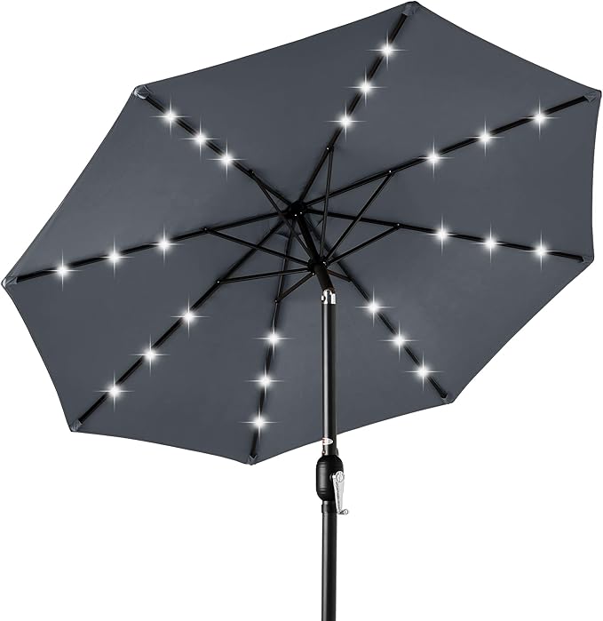 Best Choice Products 10ft Solar Polyester LED Lighted Patio Umbrella w/Tilt by BestChoiceProducts